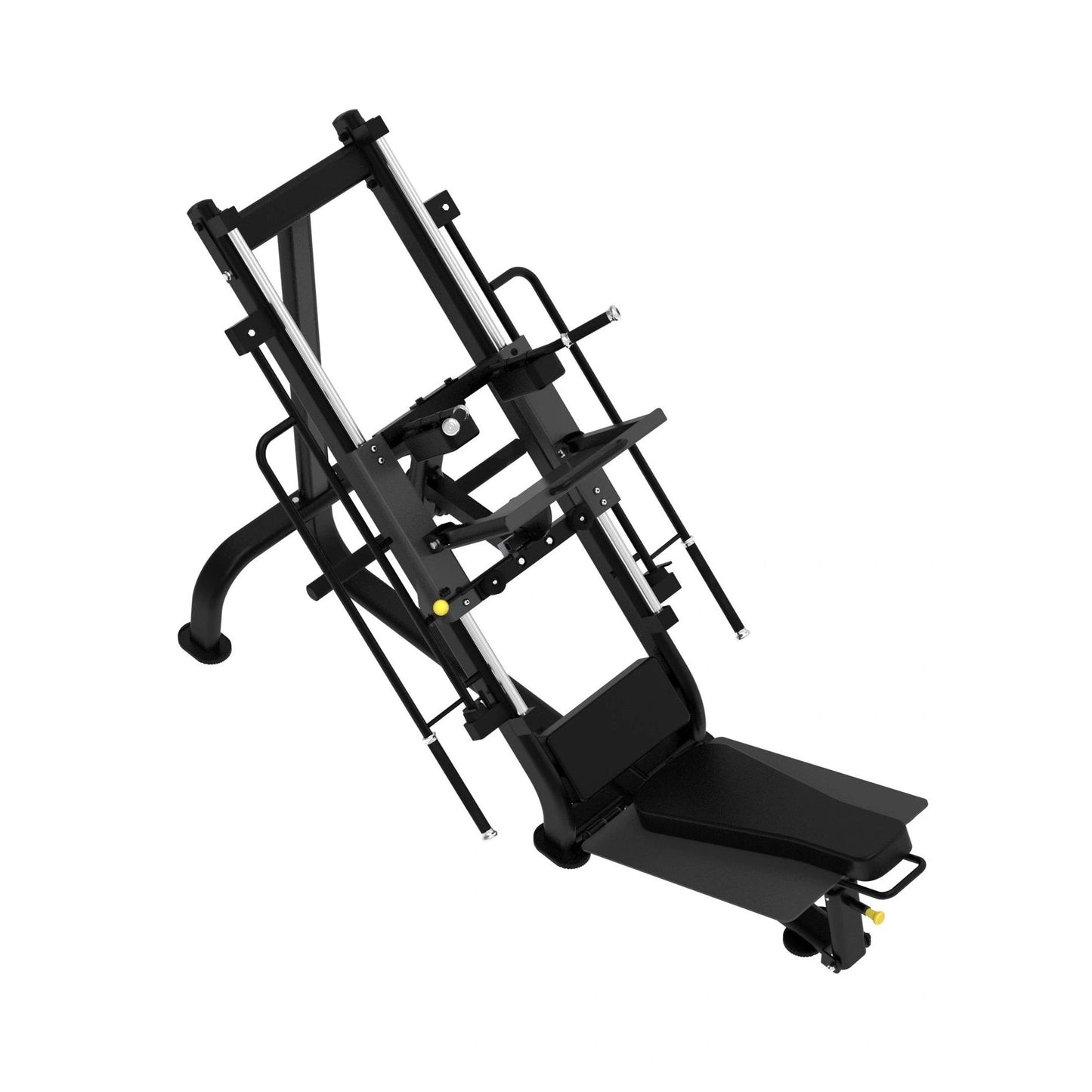 Black mechanical device on a white background