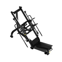 Black mechanical device on a white background